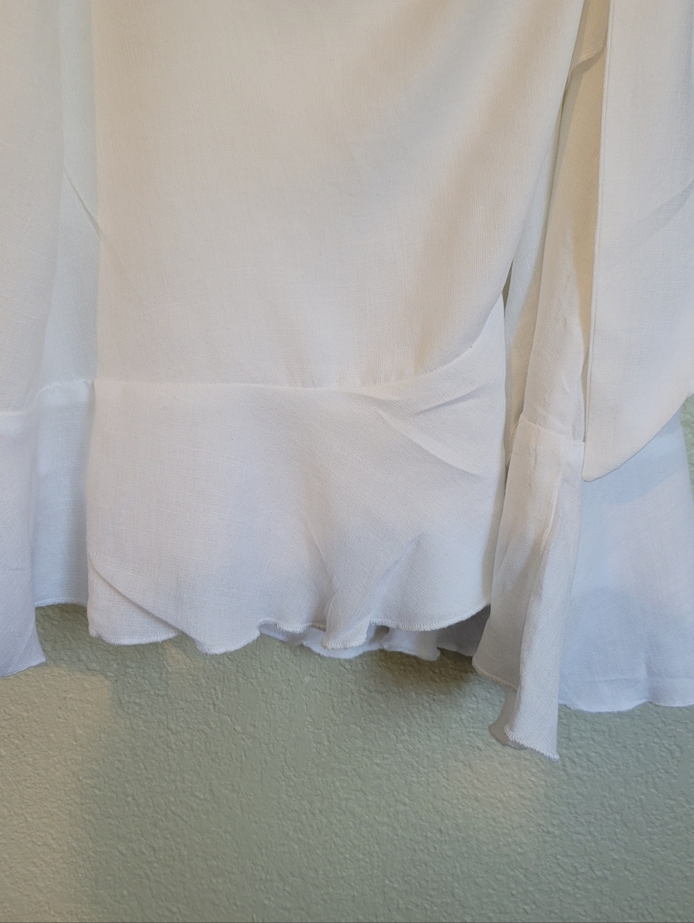 Square-Neck Puff Sleeve Wrap Mini Dress in White - Picture 6 of 10